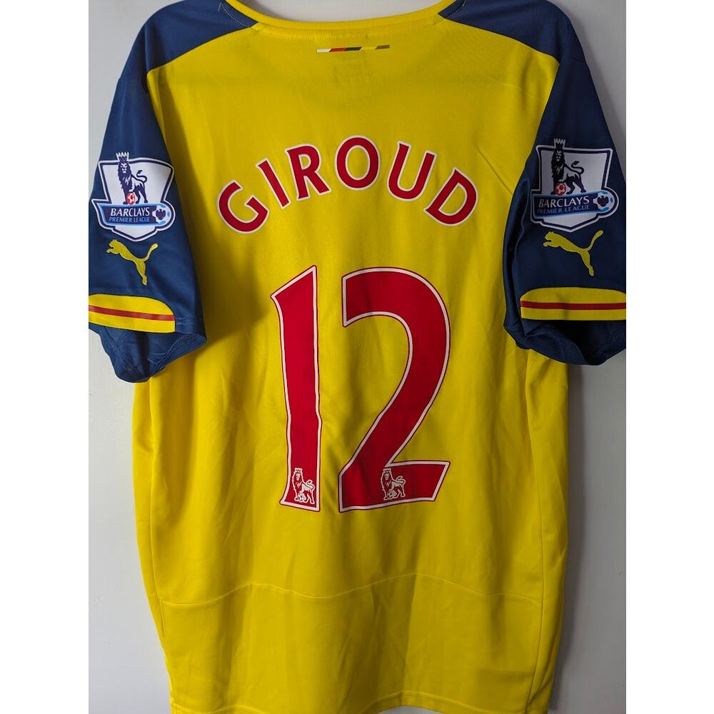 Arsenal Giroud 2014/15 Away Jersey XL Yellow EPL Fully Patched